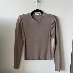Deep Taupe Shoulder Pad Knit Sweater